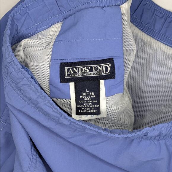 Land's End Swim Trunks Mens L 36-38 Blue Stretch Waist Regular Mesh Lined Pocket - Picture 3 of 5